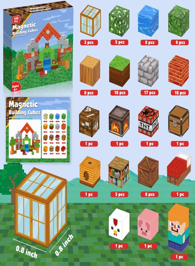 Annexfun Magnetic Blocks-100PCS Grassland Building Blocks Set, Kids Classroom Sensory Toy, STEM Learning, Construction Stacking Toy for Kids 3+ Boys & Girls - Image 2