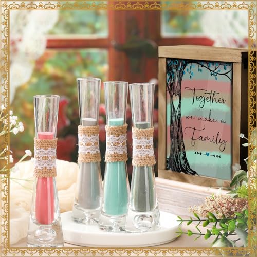 Anglechic Wedding Unity Sand Ceremony Kit with Wood Box 4 Ceremony Vase 4 Wedding Sand Function Sets for Marriage Bridal Party(Bright Color,Tree) - Image 2