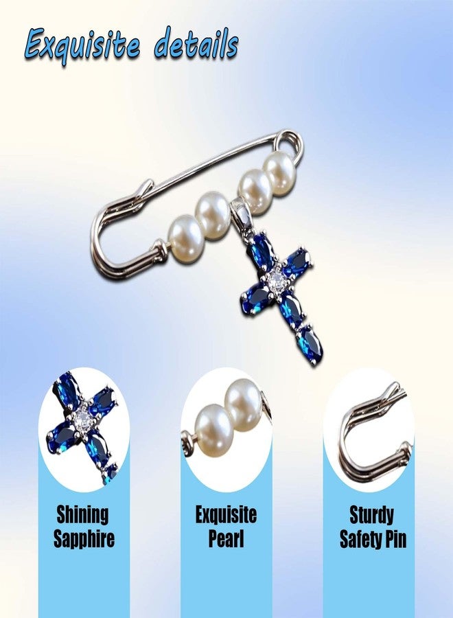 Bryxium Something Blue Gift for Bride - Wedding Bouquet Charm Memorial Gifts Dress Pin Christian Cross Accessories Anniversary Couple Brooches & Pins Meaningful From Mom Sister Friend - Image 3