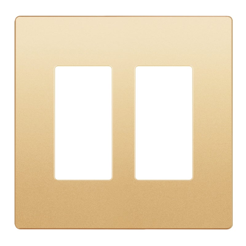 LIDER Matte Finish Decorator Switch Cover, Screwless Wall Plate, Mid-Size 2-Gang 4.88" x 4.92", Unbreakable Polycarbonate Thermoplastic, UL Listed, LSWP-32M-GD, Gold - Image 1