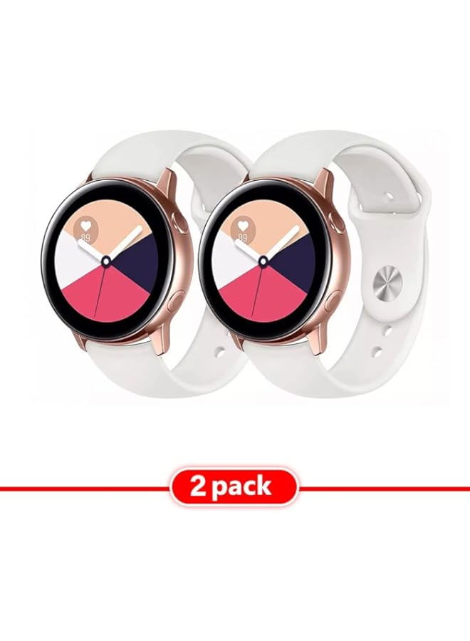 for Samsung Galaxy Watch Active 2 40mm / 44mm Watch Bands, 20mm Silicone Replacement Band Straps Wristbands (white/white)