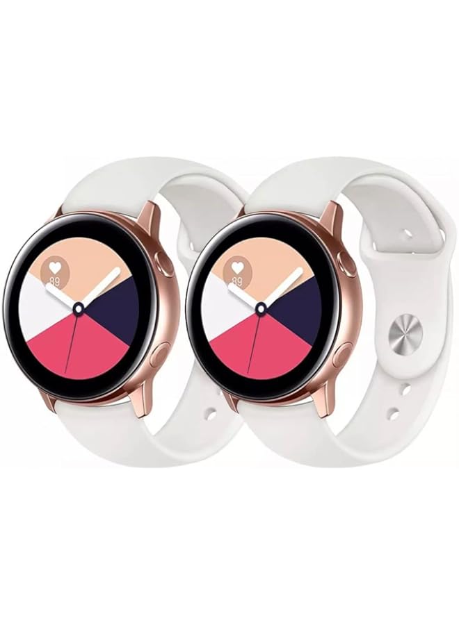 for Samsung Galaxy Watch Active 2 40mm / 44mm Watch Bands, 20mm Silicone Replacement Band Straps Wristbands (white/white)