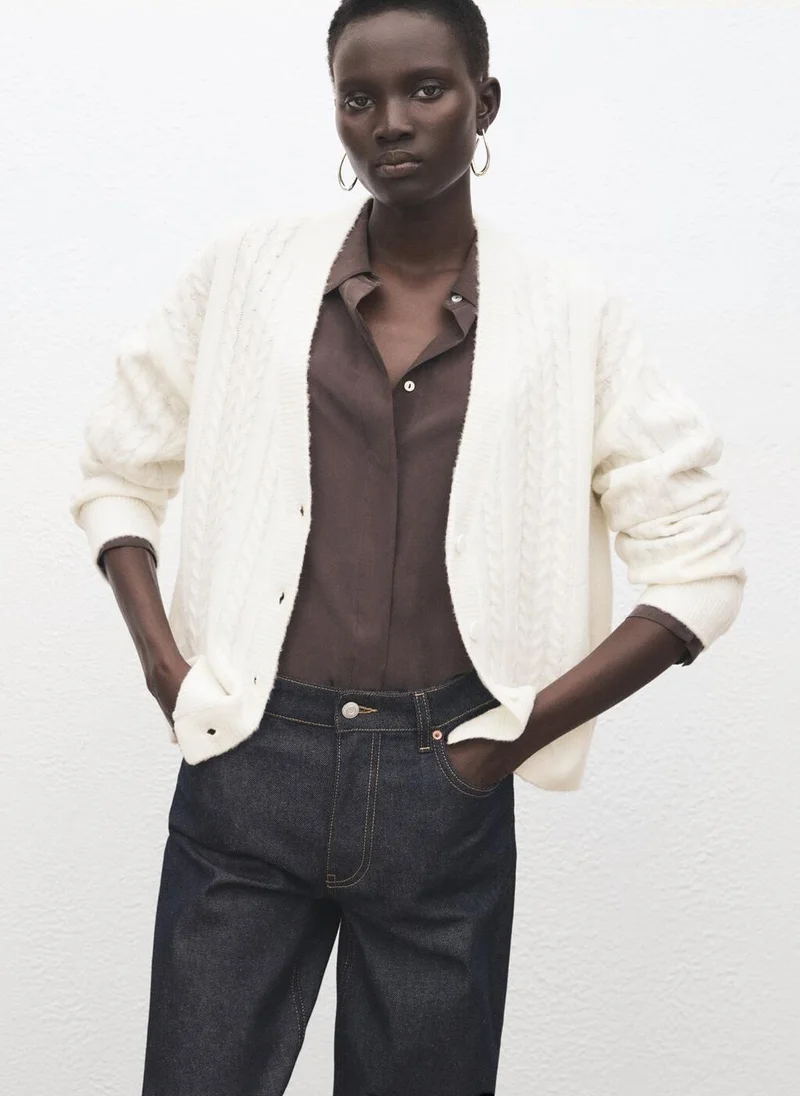 MANGO Knitted braided cardigan