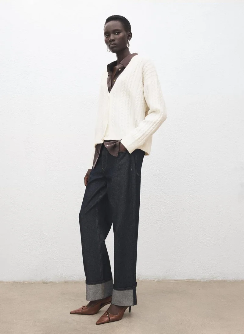 MANGO Knitted braided cardigan