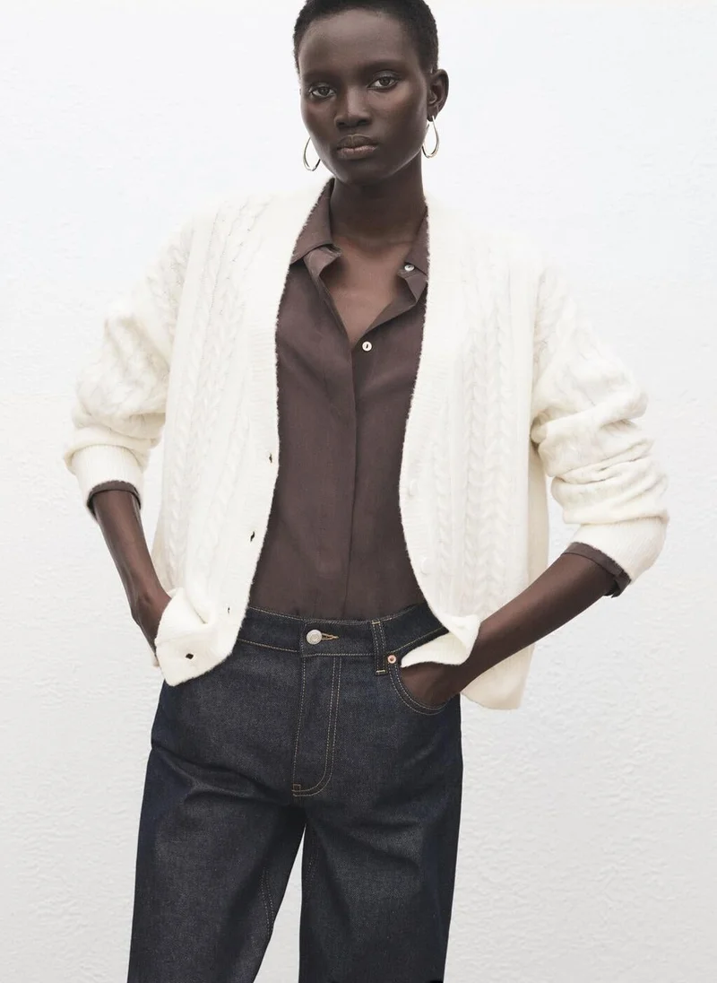 MANGO Knitted braided cardigan