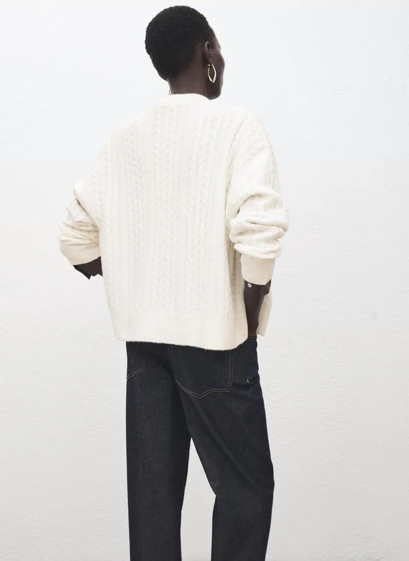 MANGO Knitted braided cardigan