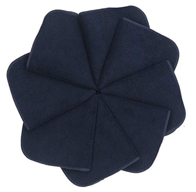 VeraSong Microfiber Dish Cloths Fast Drying Kitchen Cleaning Cloth Dish Rags Dust Cloths Ultra Absorbent Lint Free Washcloths with Poly Scrub Side 12inch x 12inch 8 Pack (Black) - Image 2