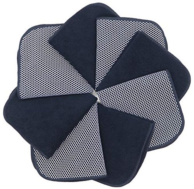 VeraSong Microfiber Dish Cloths Fast Drying Kitchen Cleaning Cloth Dish Rags Dust Cloths Ultra Absorbent Lint Free Washcloths with Poly Scrub Side 12inch x 12inch 8 Pack (Black) - Image 3