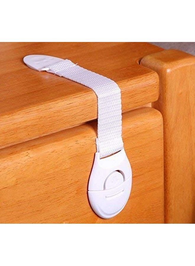 Inditradition Baby Safety Drawer & Door Strap Locks ; Multi Places Use Adjustable Latches Push Button (White) (Pack Of 10) - Image 3