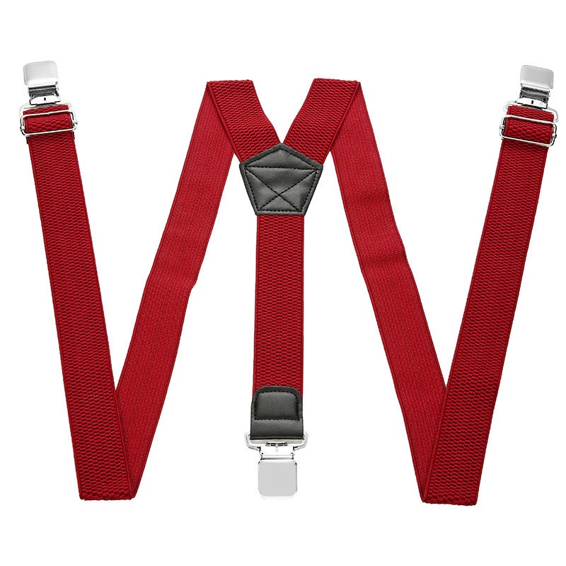4cm Wide Suspenders Adult Four Clip Suspender Belt Suspenders for Fat Men Elastic Stretch Suspenders Blue Stripes Coffee - Image 3