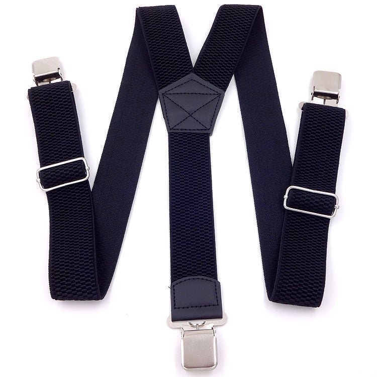 4cm Wide Suspenders Adult Four Clip Suspender Belt Suspenders for Fat Men Elastic Stretch Suspenders Blue Stripes Coffee - Image 4