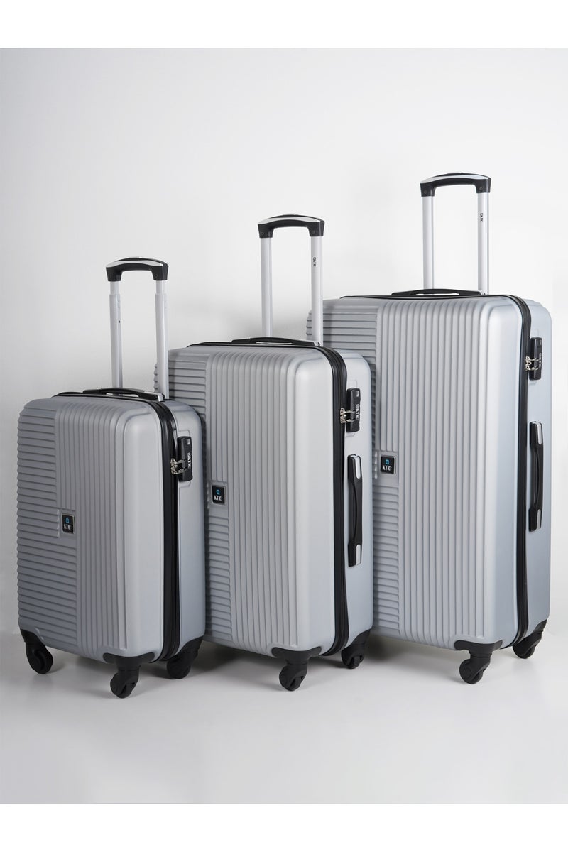 KTMC 3-Piece Luggage Set, ABS Material, Lightweight, 360° Rotated 4-Wheels, Tough Suitcase for Travel, Sizes 20/24/28 inches Silver - Image 1