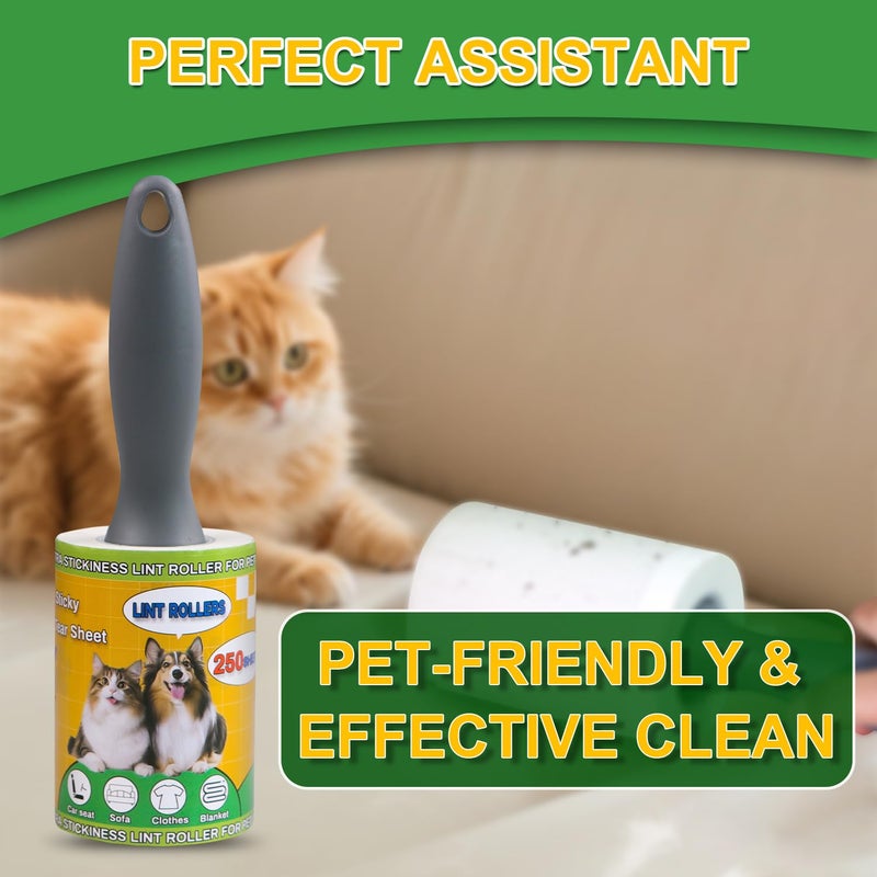 Sunroda Lint Roller Pet Hair Value Pack of 250 Sheets, Extra Sticky Lint Remover for Dog & Cat Fur, Clothes, Furniture, Couches Reusable Lint Remover for Fuzz, Fluff & Hair(White) - Image 5