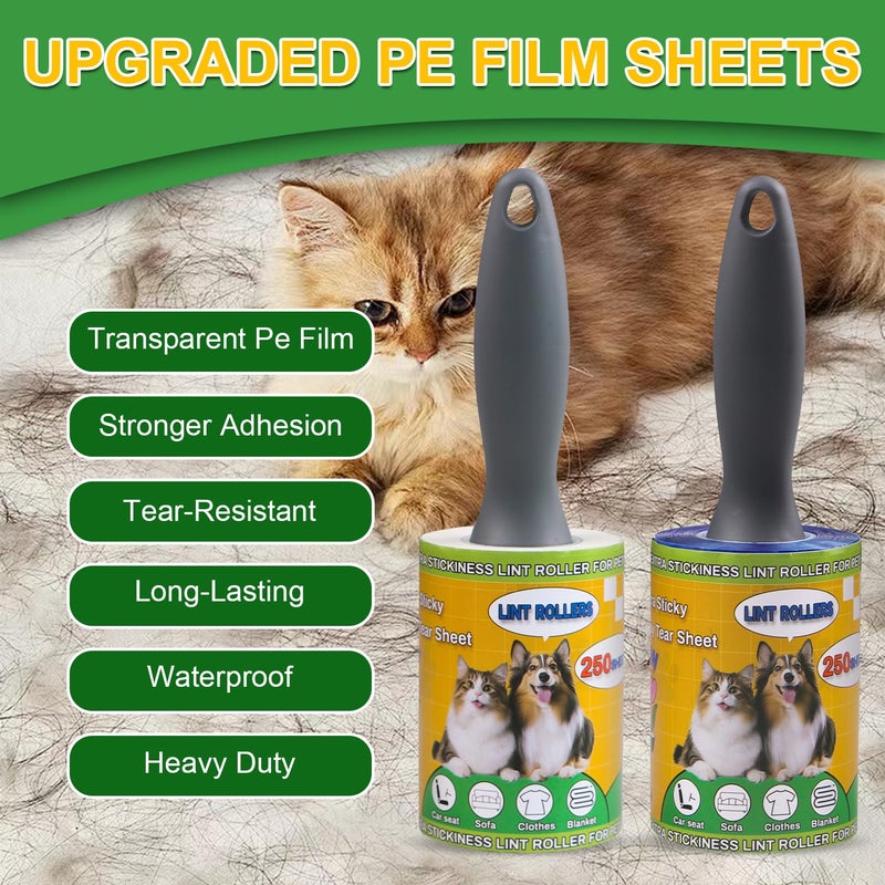 Sunroda Lint Roller Pet Hair Value Pack of 250 Sheets, Extra Sticky Lint Remover for Dog & Cat Fur, Clothes, Furniture, Couches Reusable Lint Remover for Fuzz, Fluff & Hair(White) - Image 3
