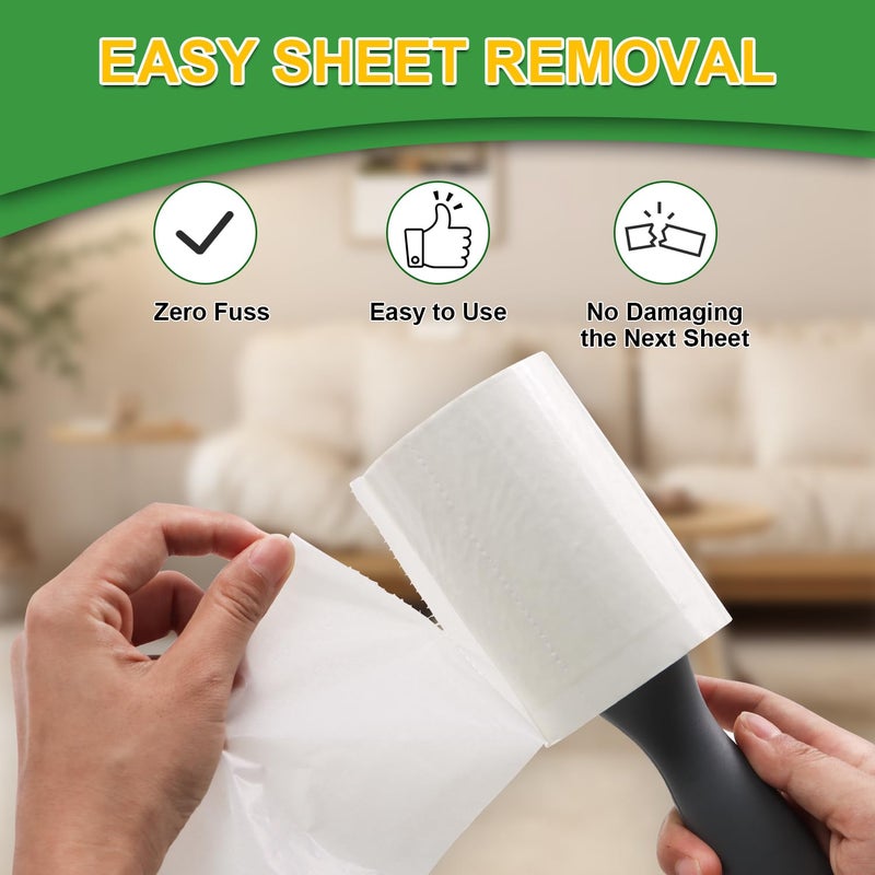 Sunroda Lint Roller Pet Hair Value Pack of 250 Sheets, Extra Sticky Lint Remover for Dog & Cat Fur, Clothes, Furniture, Couches Reusable Lint Remover for Fuzz, Fluff & Hair(White) - Image 4