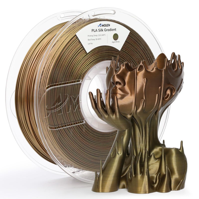 AMOLEN PLA Filament 1.75mm,Silk Pla Aged Brass Gradient, 3D Printer Filament 1.75mm for 3D Printing Dimensional Accuracy Â±0.02mm for Most 3D Printer 1KG(2.2lbs) - Image 1