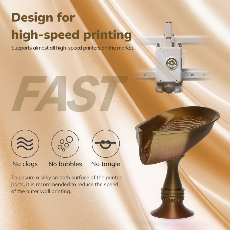 AMOLEN PLA Filament 1.75mm,Silk Pla Aged Brass Gradient, 3D Printer Filament 1.75mm for 3D Printing Dimensional Accuracy Â±0.02mm for Most 3D Printer 1KG(2.2lbs) - Image 4