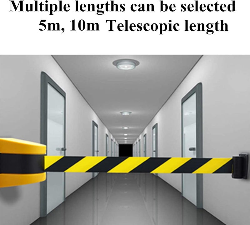 Retractable Rope, Retractable Belt Barrier, 10M Wall Mount Security Retractable Ribbon Barrier for Stanchion Queue Offices and Public Areas - Image 2