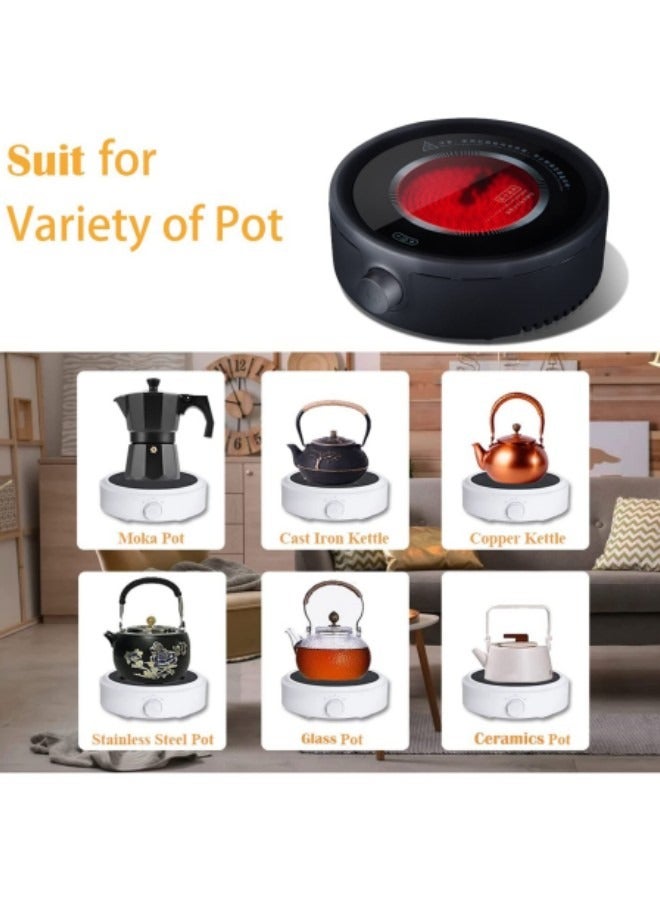 Electric Mini Coffee Pot Warmer, Electric Teapot Stove Portable, 800W Electric Ceramic Stove Coffee Heater,Black