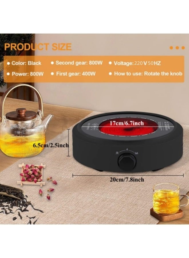Electric Mini Coffee Pot Warmer, Electric Teapot Stove Portable, 800W Electric Ceramic Stove Coffee Heater,Black