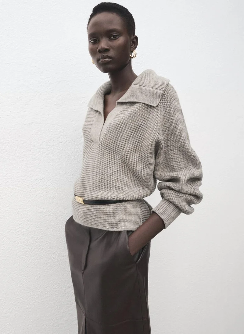 MANGO Polo-neck ribbed sweater