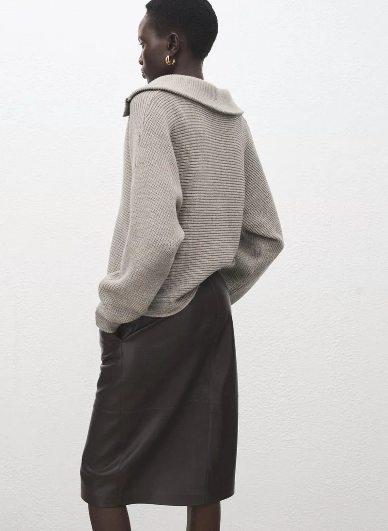 MANGO Polo-neck ribbed sweater