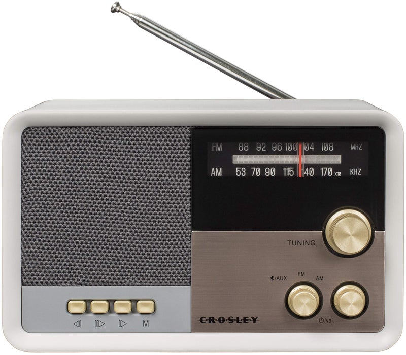 Crosley CR3036DWS Tribute Vintage AMFM Bluetooth Radio White Sand