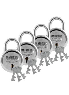 MALAIKAH Malaikah Round 50 mm Padlock Double Locking 7 Lever with 3 Keys Ideal for Gate Shutter and Shop Ideal for Gate Shutter and Shop Made in Aligarh India Pack of 4  - Image 1