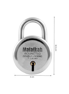 MALAIKAH Malaikah Round 50 mm Padlock Double Locking 7 Lever with 3 Keys Ideal for Gate Shutter and Shop Ideal for Gate Shutter and Shop Made in Aligarh India Pack of 4  - Image 2