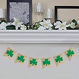 Partyprops Rustic Shamrock Garland | Burlap Shamrock Garland Banner | St. Patricks Day Decorations | Burlap Clover - Image 1