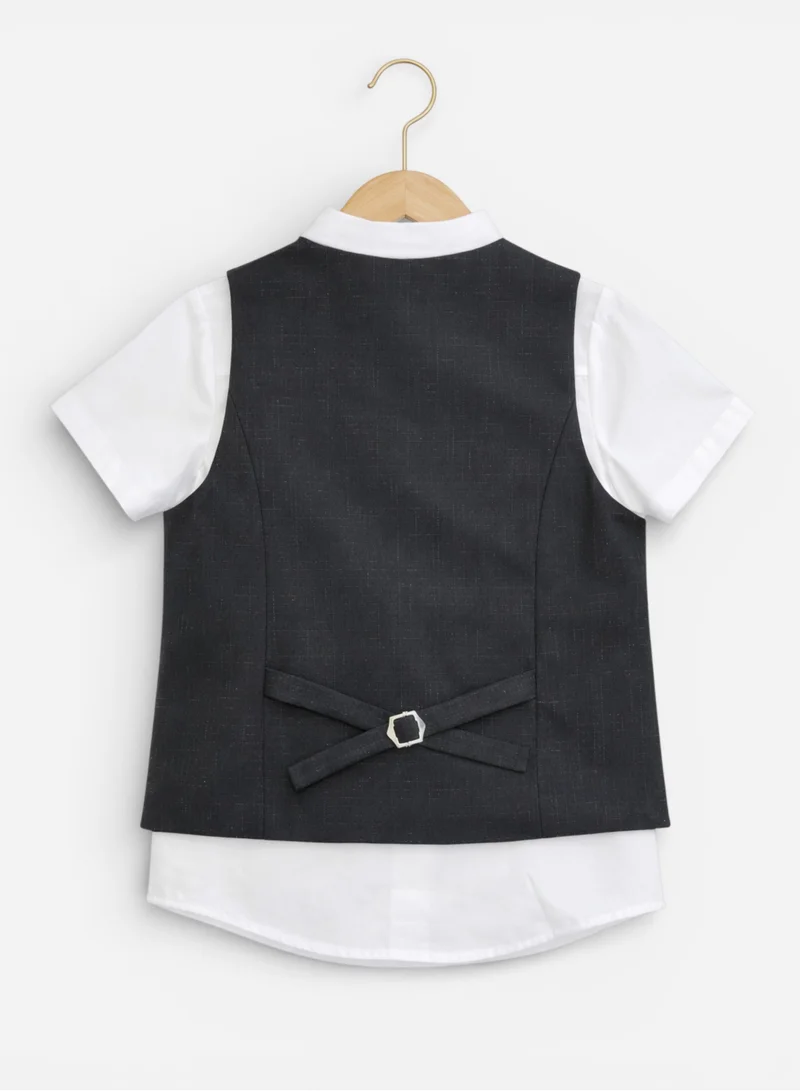 Victor And Jane  Black Waistcoat, Shirt, Trousers & Red Bow Tie Set for Men | Best Price UAE