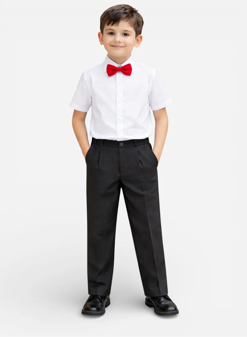Victor And Jane  Black Waistcoat, Shirt, Trousers & Red Bow Tie Set for Men | Best Price UAE