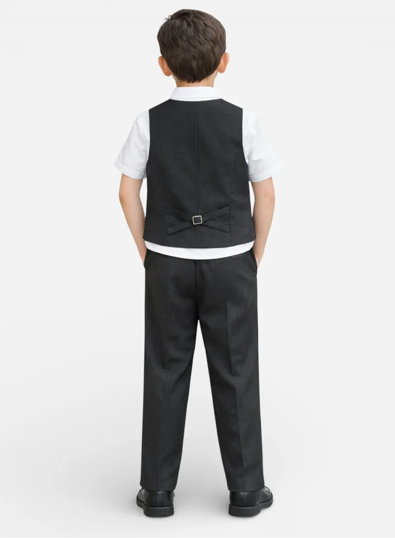 Victor And Jane  Black Waistcoat, Shirt, Trousers & Red Bow Tie Set for Men | Best Price UAE