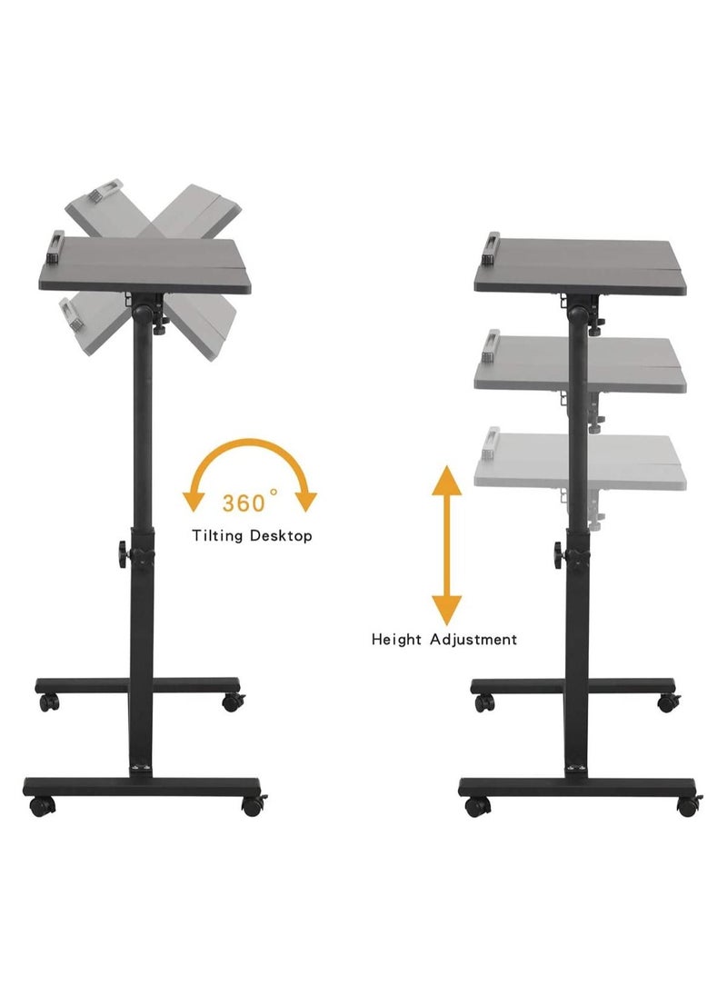 Generic - Portable Folding Computer Desk Laptop Notebook Reading Table, Laptop Stand Rolling Cart, Height Adjustable Standing with Side Basket for Home Office, Bedside Laptop Table Rolling bed Computer Desk - Image 1