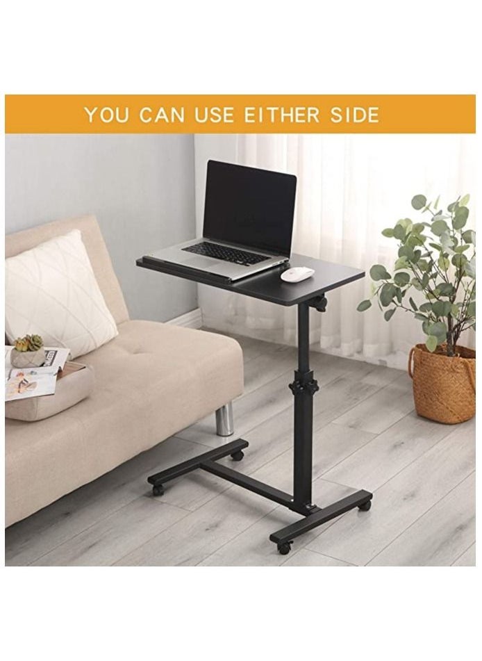 Generic - Portable Folding Computer Desk Laptop Notebook Reading Table, Laptop Stand Rolling Cart, Height Adjustable Standing with Side Basket for Home Office, Bedside Laptop Table Rolling bed Computer Desk - Image 1