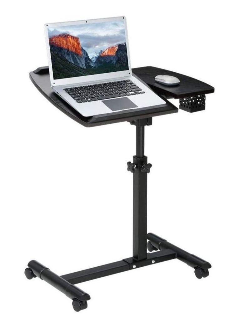Generic - Portable Folding Computer Desk Laptop Notebook Reading Table, Laptop Stand Rolling Cart, Height Adjustable Standing with Side Basket for Home Office, Bedside Laptop Table Rolling bed Computer Desk - Image 1