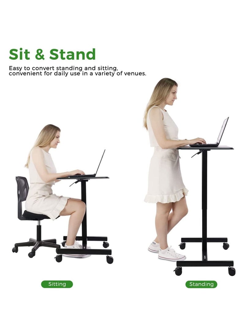 Generic - Portable Folding Computer Desk Laptop Notebook Reading Table, Laptop Stand Rolling Cart, Height Adjustable Standing with Side Basket for Home Office, Bedside Laptop Table Rolling bed Computer Desk - Image 1