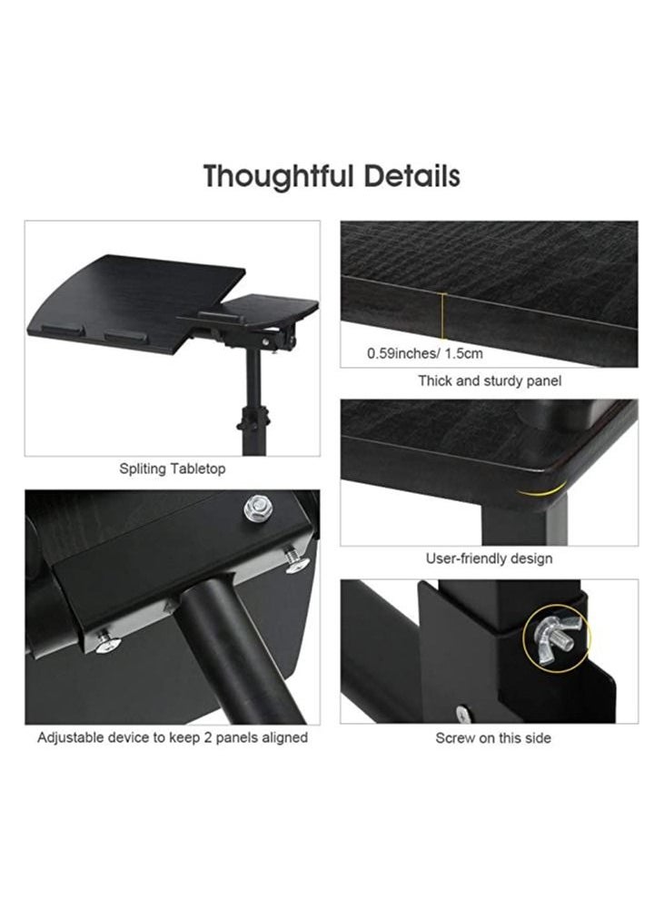 Generic - Portable Folding Computer Desk Laptop Notebook Reading Table, Laptop Stand Rolling Cart, Height Adjustable Standing with Side Basket for Home Office, Bedside Laptop Table Rolling bed Computer Desk - Image 1
