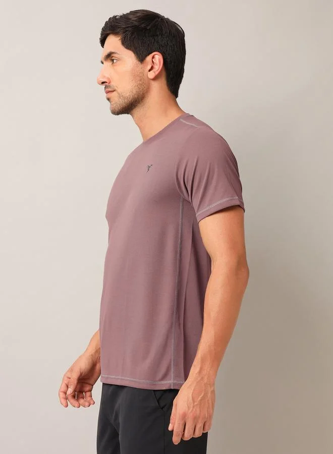 Technosport Men Solid Slim Fit Crew Neck T-Shirt