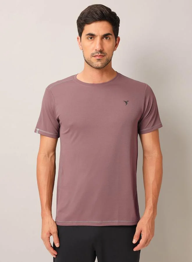 Technosport Men Solid Slim Fit Crew Neck T-Shirt