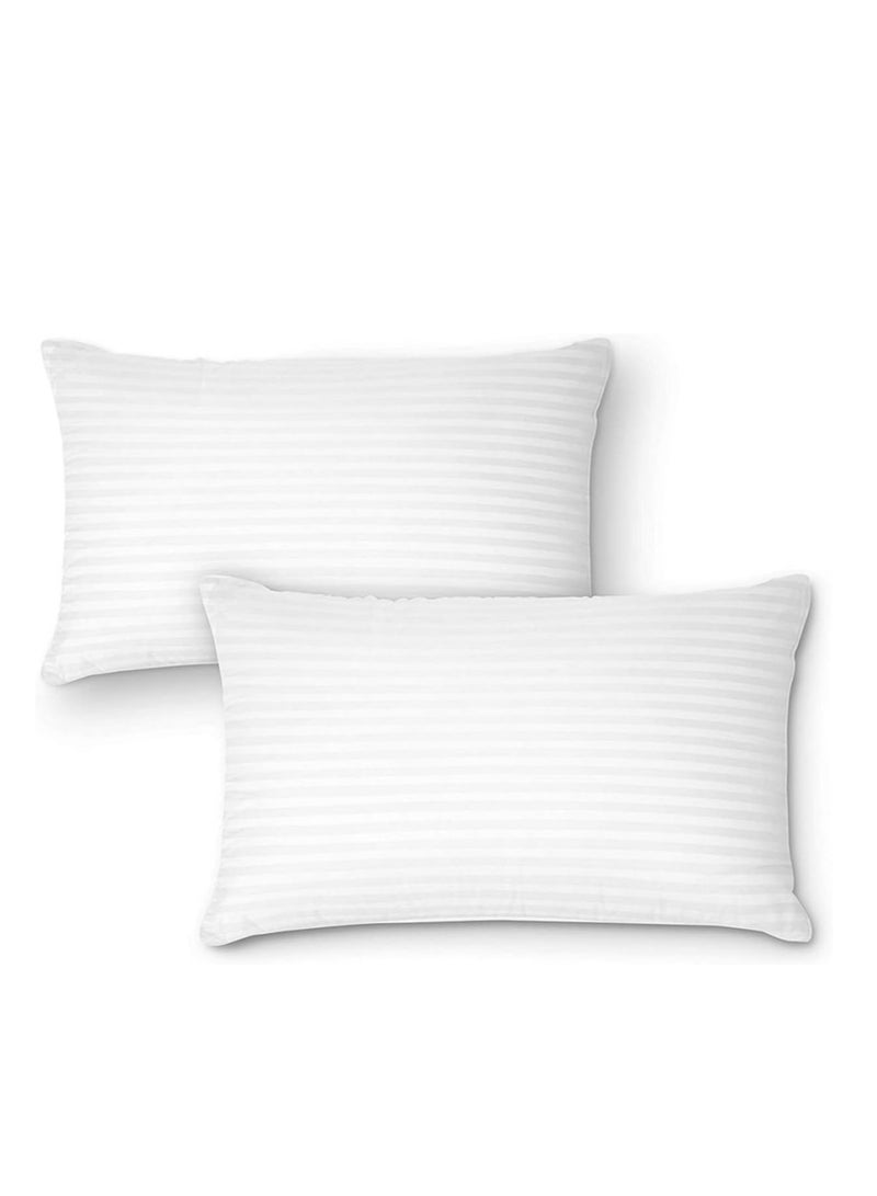 Sleep night Sleep Night Pack Of 2 Soft Stripe Hotel Pillow 1 Kg Size 50 X 75 cm, Breathable Soft Microfiber Filling Pillows for Neck Pain, Back Side & Stomach Sleepers  - Image 1