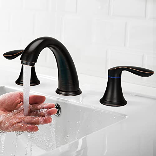 Hosslly Bathroom Sink Faucet Faucet for Bathroom Sink Widespread ORB Bathroom Faucet 3 Hole with Stainless Steel Pop Up Drain and cUPC LeadFree HoseOil Rubbed Bronze - Image 3