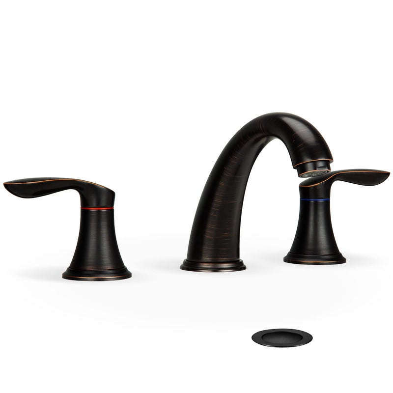 Hosslly Bathroom Sink Faucet Faucet for Bathroom Sink Widespread ORB Bathroom Faucet 3 Hole with Stainless Steel Pop Up Drain and cUPC LeadFree HoseOil Rubbed Bronze - Image 2