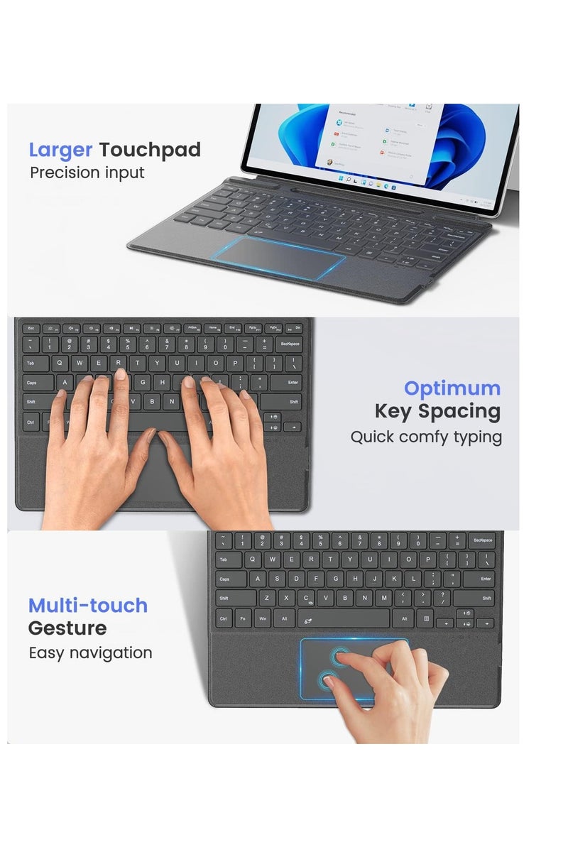 لوحة مفاتيح لجهاز Surface Pro 9/8/X مع فتحة قلم - أسود - Image 3