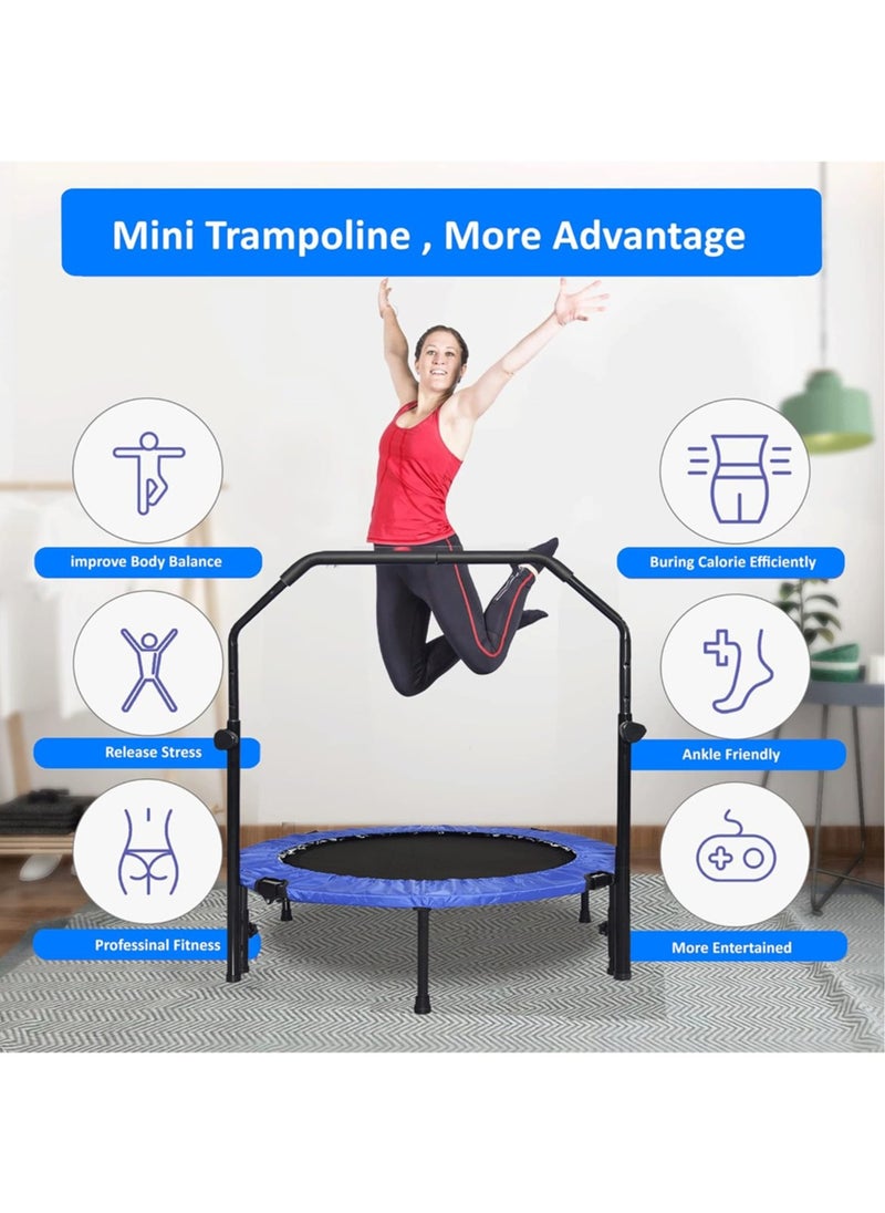Sky Land 40" Trampoline for Adults & Kids | Indoor & Outdoor Rebounder with Adjustable Foam Handle & Safety Pad | Quiet & Stable Mini Trampoline for Fitness, Cardio & Fun – 300LBS Capacity  - Image 2