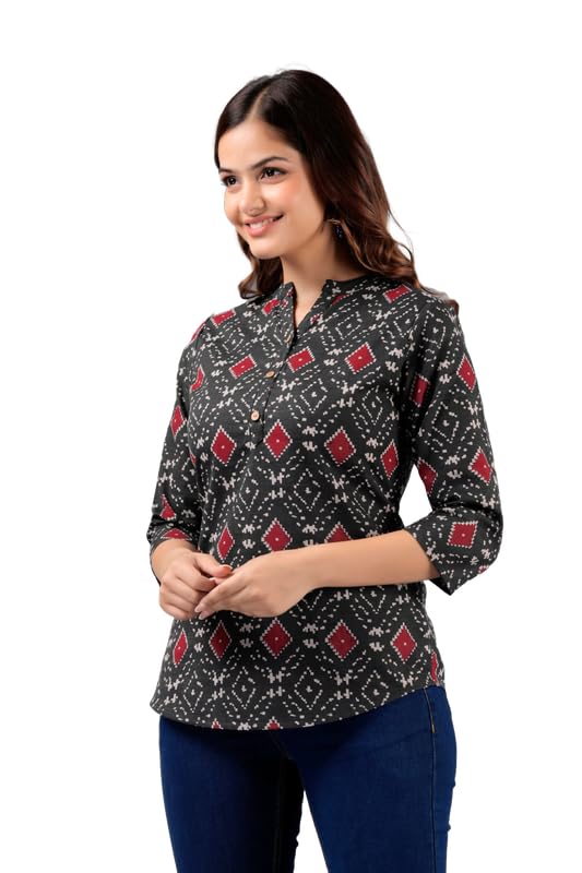 ANUSHIL Women's Kurti & Tops| Stylish, Latest Cotton Kurti, Top Collection | Trendy, Short & Stylish Kurti &Tops for Women Black - Image 1
