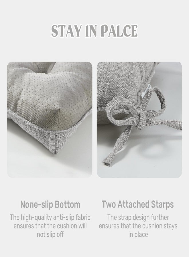 بيورداون وسائد كراسي puredown® لكراسي الطعام، وسائد كراسي من إسفنج الذاكرة المبطن مع ظهر مانع للانزلاق، وسائد مقاعد المطبخ برباط، مجموعة وسائد مقاعد قابلة للغسل مكونة من 4 قطع، 15.5 بوصة × 15.5 بوصة × 4 بوصات، رمادي فاتح - Image 5