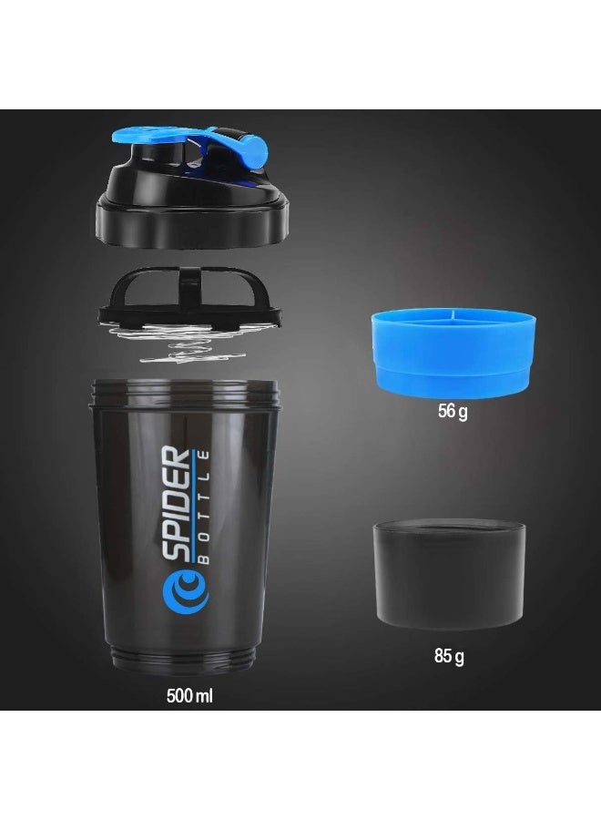 سبايدر بوتل زجاجة رج البروتين باللون الأزرق 500 مل - Image 3