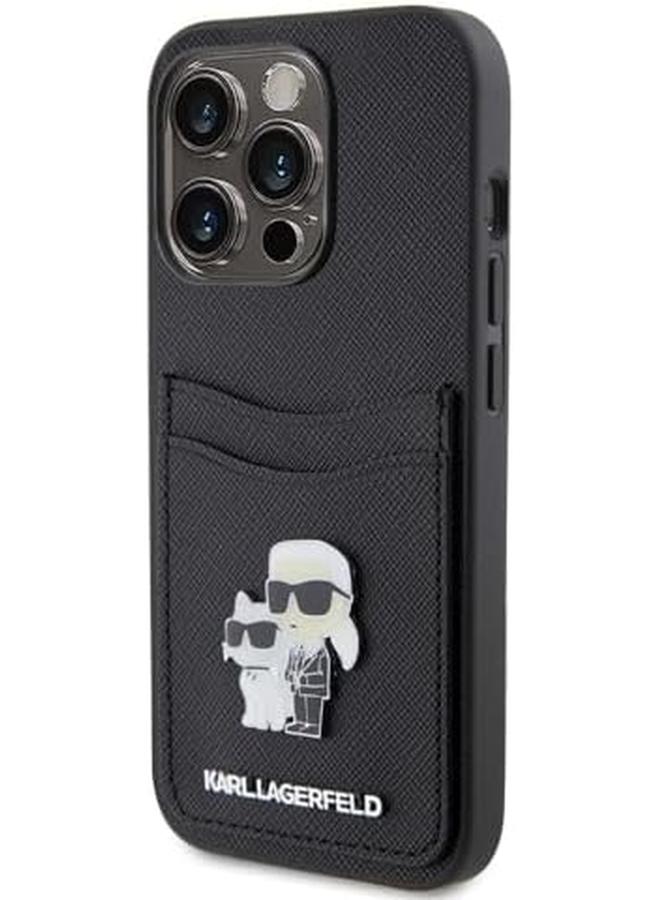 erorex Karl Lagerfeld Saffiano Case With Cardslots And Karl Legerfeld Choupette Heads Compatible With Iphone 15 Pro - Image 3
