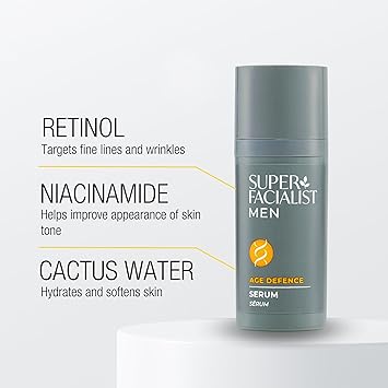 Super Facialist for Men AntiAging Serum Mens Skin Care Retinol Niacinamide Firmer Hydrated and Smoother skin Vegan Friendly 30ml - Image 2